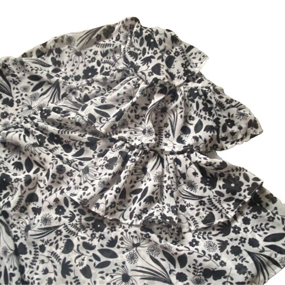 Nanette Lepore Womens Semi-Sheer Poet Sleeve Blouse-Black/White-Size XS-GUC - Picture 4 of 8